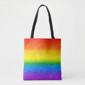 Monogram voor Chic Rainbow Glitter Stripes Draagtas (Voorkant)