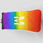 Monogram voor Chic Rainbow Glitter Stripes Golfheadcover (Voorkant)