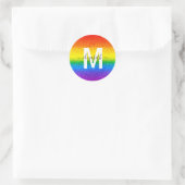 Monogram voor Chic Rainbow Glitter Stripes Ronde Sticker (Tas)