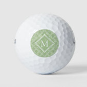 Monogram voor Classy Sage en White Diamond Pattern Golfballen (Voorkant)