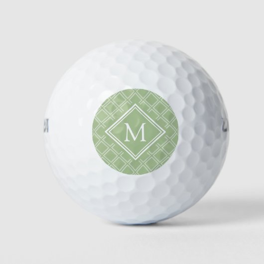 Monogram voor Classy Sage en White Diamond Pattern Golfballen (Voorkant)