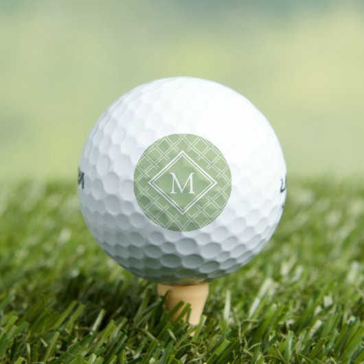 Monogram voor Classy Sage en White Diamond Pattern Golfballen (Insitu Shirt)