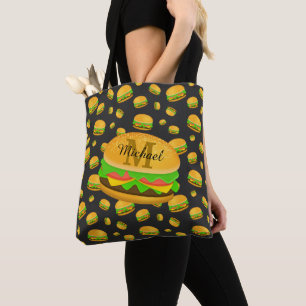 Monogram voor de rotte en leuke yummy-hamburger draagtas