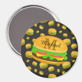 Monogram voor de rotte en leuke yummy-hamburger magneet (Voorkant / Achterkant)
