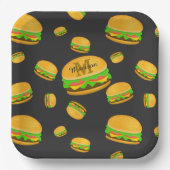 Monogram voor de rotte en leuke yummy-hamburger papieren bordje (Voorkant)