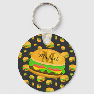 Monogram voor de rotte en leuke yummy-hamburger sleutelhanger