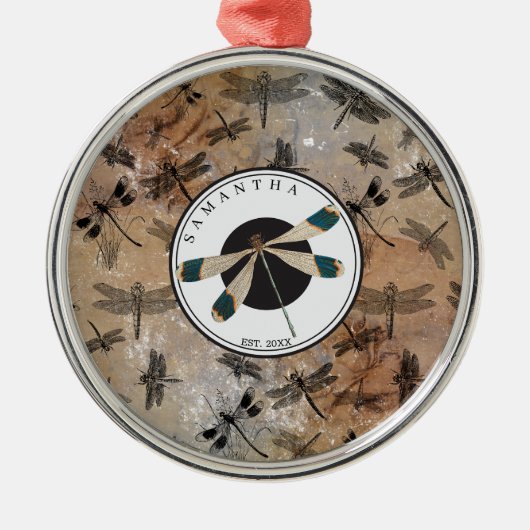 monogram voor dragonfly-onderdruk metalen ornament (Voorkant)