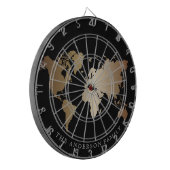 Monogram voor Elegant Black en Gold Wereldkaart Dartbord (Voorkant Links)