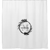 Monogram voor elegante zwarte en witte botanische douchegordijn (Voorkant)