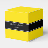 Monogram voor gele, zwarte lintnaam bedankdoosjes (Voorkant Zijde)