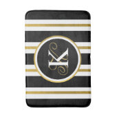 Monogram voor gepersonaliseerde Elegant Black & Go Badmat (Voorkant Verticaal)