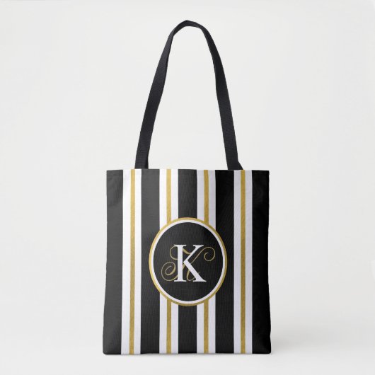 Monogram voor gepersonaliseerde Elegant Black & Go Draagtas (Voorkant)
