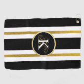 Monogram voor gepersonaliseerde Elegant Black & Go Golfhanddoek (Horizontaal)