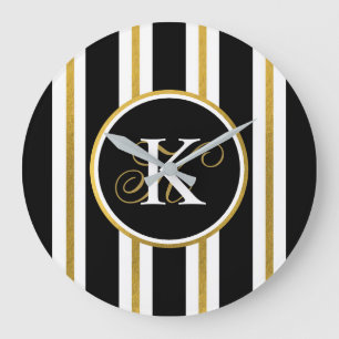 Monogram voor gepersonaliseerde Elegant Black & Go Grote Klok