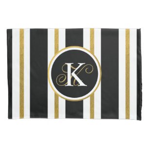 Monogram voor gepersonaliseerde Elegant Black & Go Kussensloop