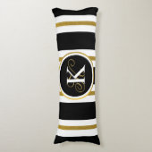 Monogram voor gepersonaliseerde Elegant Black & Go Lichaamskussen (Voorkant Verticaal)