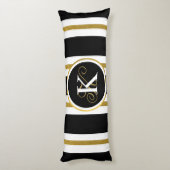 Monogram voor gepersonaliseerde Elegant Black & Go Lichaamskussen (Achterkant (Verticaal))