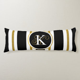 Monogram voor gepersonaliseerde Elegant Black & Go Lichaamskussen