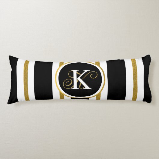 Monogram voor gepersonaliseerde Elegant Black & Go Lichaamskussen (Voorkant)