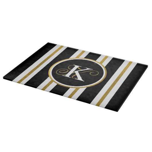 Monogram voor gepersonaliseerde Elegant Black & Go Snijplank (Hoek)
