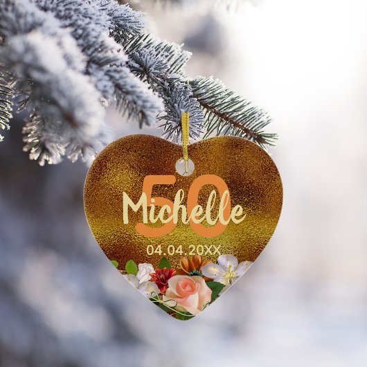 Monogram voor goudfloralen keramisch ornament