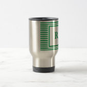 Monogram voor groene en beige striped R Reisbeker (Center)