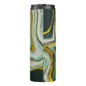 Monogram voor groene en gouden Agate Marmer Abstra Thermosbeker (Achterkant)