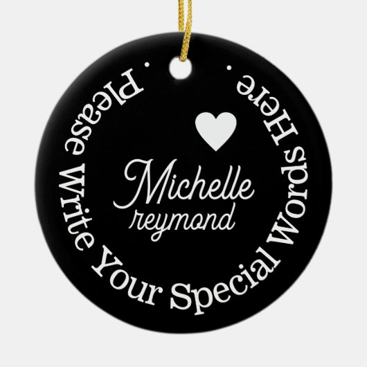 Monogram voor haar met aangepaste naam keramisch ornament (Voorkant)