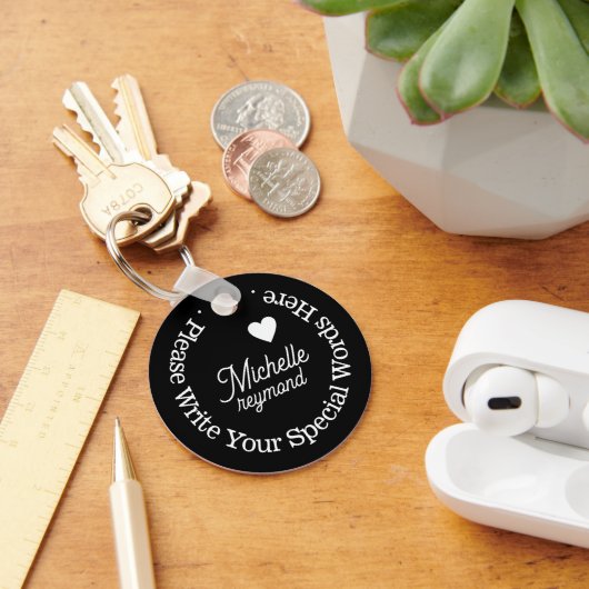 Monogram voor haar met aangepaste naam sleutelhanger (Bureau)