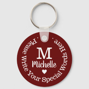 Monogram voor haar met aangepaste Rode Liefde Sleutelhanger