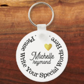 Monogram voor haar met de Witte Naam van de Douane Sleutelhanger (Achterkant)