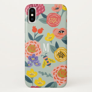  monogram voor het patroon van de bloementeelt iPhone x hoesje