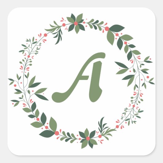 Monogram voor kerst vierkante sticker (Voorkant)