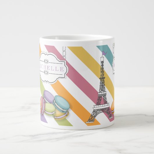 Monogram voor kleurrijke Parijse Macaron Eiffel To Jumbo Mok (Voorkant)