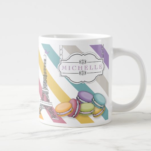 Monogram voor kleurrijke Parijse Macaron Eiffel To Jumbo Mok (Rechts)
