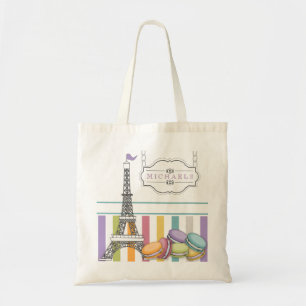 Monogram voor kleurrijke Parijse Macaron Eiffel To Tote Bag