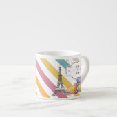 Monogram voor kleurrijke Parijse Macarons Eiffel T Espresso Kop (Voorkant rechts)