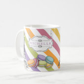 Monogram voor kleurrijke Parijse Macarons Eiffel T Koffiemok (Voorkant links)