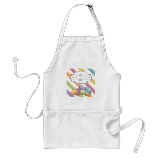 Monogram voor kleurrijke Parijse Macarons Eiffel T Standaard Schort (Voorkant)