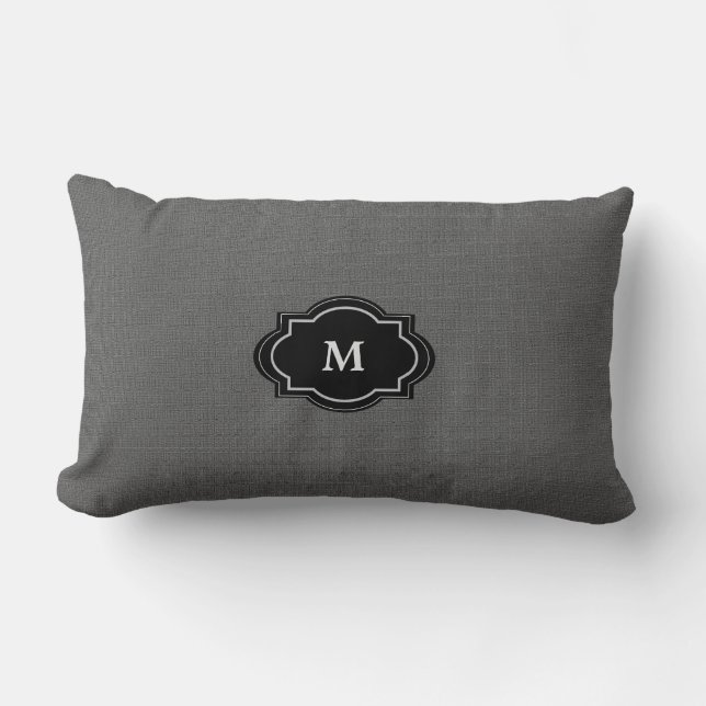 Monogram voor moderne, donkergrijze burlap kussen (Voorkant)