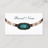 Monogram voor moderne witte en Blauwgroen Roos Gol Visitekaartje (Voorkant)