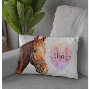 Monogram voor paardendier paardensportstallen accent kussen