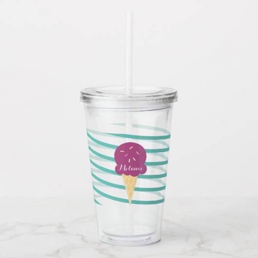 Monogram voor Paarse ijsstrip lint Acryl Drinkbeker (Voorkant)