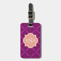 Monogram voor paarse meisjesgriekse sleutelpatrone
