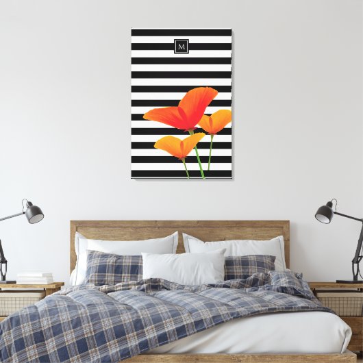 Monogram voor popy zwarte stripper canvas afdruk (Insitu (Slaapkamer))