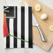 Monogram voor popy zwarte stripper theedoek (Quarter Fold)