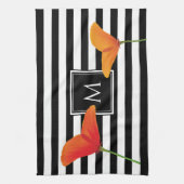 Monogram voor popy zwarte stripper theedoek (Verticaal)