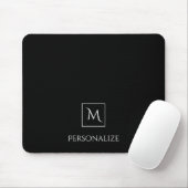 Monogram voor Professionele zwarte en Witte Eenvou Muismat (Met muis)