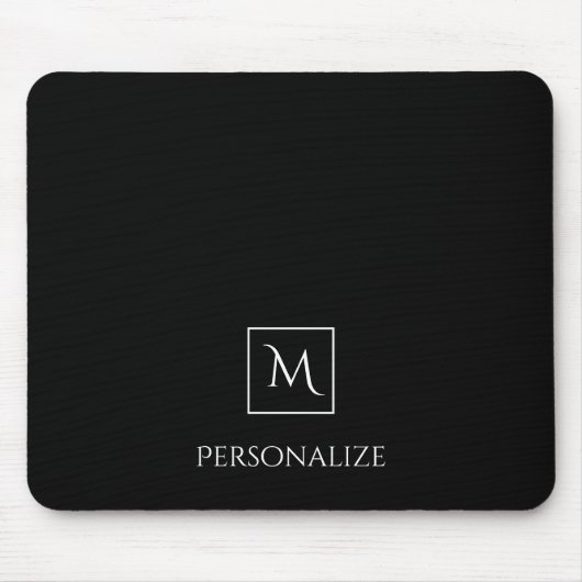 Monogram voor Professionele zwarte en Witte Eenvou Muismat (Voorkant)