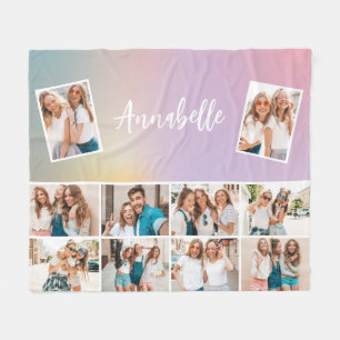 Monogram voor regenboogmeisjes, eenvoudig multi-fo fleece deken